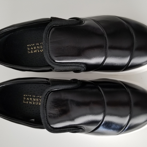 NWT Barney's NYC Black Patent Platform Slip-On Sz10 - Picture 3 of 8